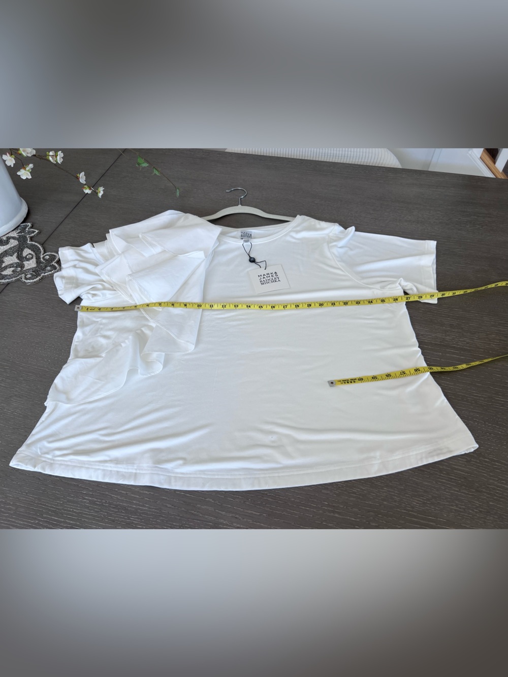 Women's White Short Sleeve Ruffle Tee - Casual Everyday Top
